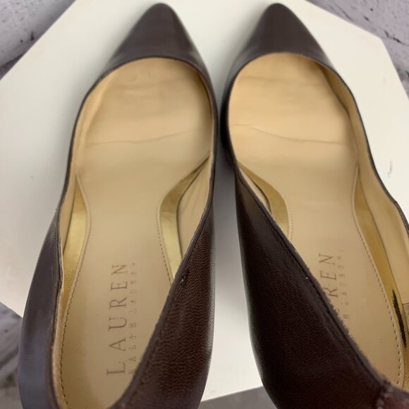 Lauren Ralph Lauren Chocolate Brown Leather Pointed Toe Stiletto Pump - Picture 6 of 10